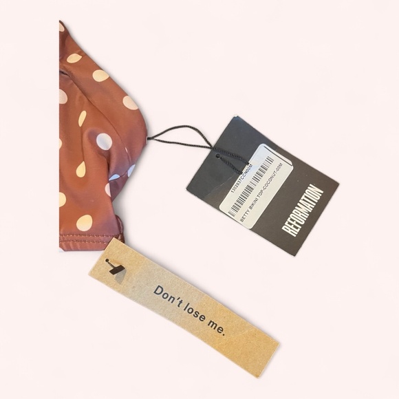 Reformation Retro Brown Polka Dot Coconut Betty Halter Bikini Top NWT Size M - Picture 3 of 5